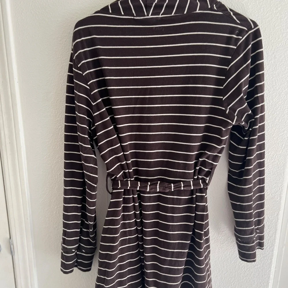 Pact Women's Striped Hooded Robe - Brown & Cream